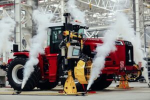 Rostselmash Traktor in Szene gesetzt
